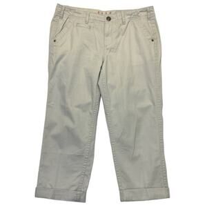 Elle Khaki Cropped Pants Size 10 tan cuffed capris
